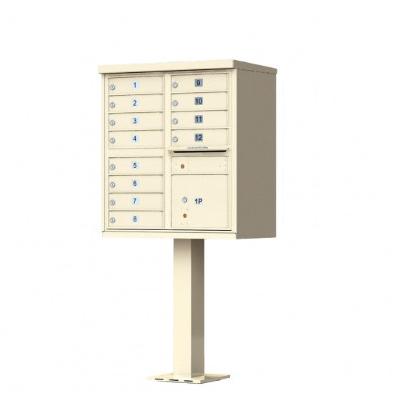 1570-12AF - 12 Tenant Door Standard Style CBU Mailbox (Pedestal