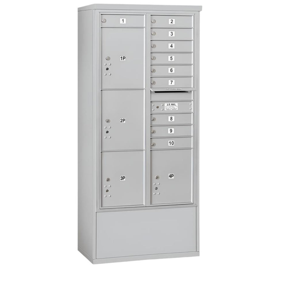 Salsbury Maximum Height Free-Standing 4C Horizontal Mailbox with 10 Doors and 4 Parcel Lockers with USPS Access