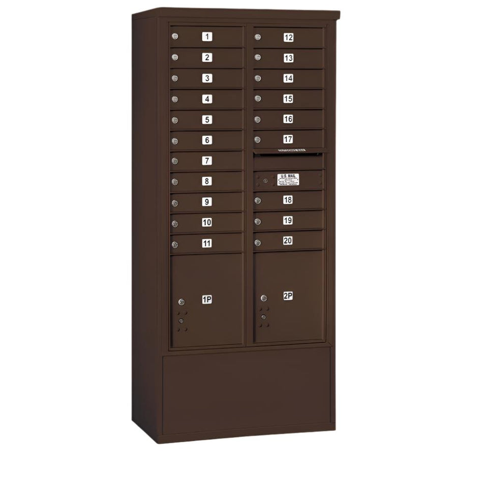 Salsbury Maximum Height Free-Standing 4C Horizontal Mailbox with 20 Doors and 2 Parcel Lockers with USPS Access