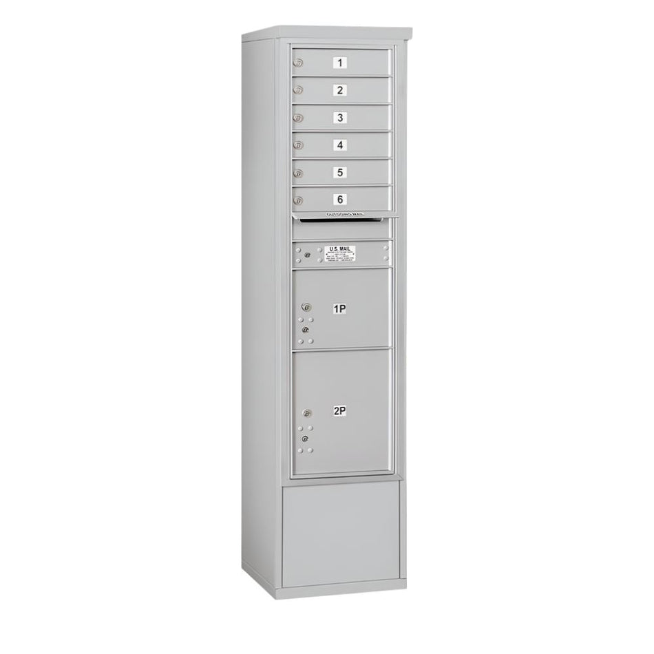 Salsbury Maximum Height Free-Standing 4C Horizontal Mailbox with 6 Doors and 2 Parcel Lockers with USPS Access