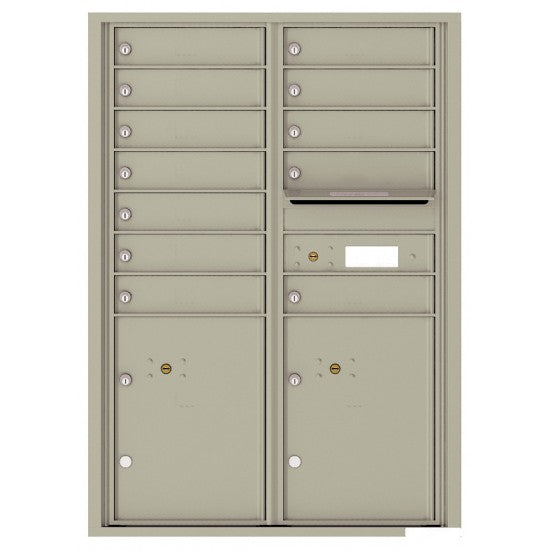 4C12D-12 - 12 Tenant Doors with 2 Parcel Lockers and Outgoing Mail Compartment - 4C Wall Mount 12-High Mailboxes
