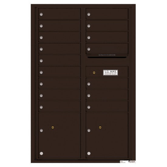 4C13D-16 - 16 Tenant Doors with 2 Parcel Lockers and Outgoing Mail Compartment - 4C Wall Mount 13-High Mailboxes