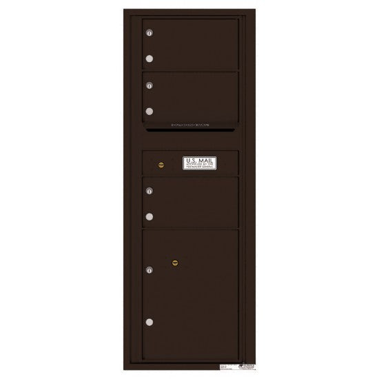 4C13S-03 - 3 Oversized Tenant Doors with 1 Parcel Locker and Outgoing Mail Compartment - 4C Wall Mount 13-High Mailboxes