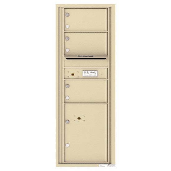 4C13S-03 - 3 Oversized Tenant Doors with 1 Parcel Locker and Outgoing Mail Compartment - 4C Wall Mount 13-High Mailboxes