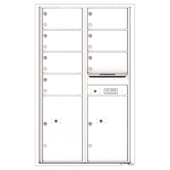 4C14D-07 - 7 Oversized Tenant Doors with 2 Parcel Lockers and Outgoing Mail Compartment - 4C Wall Mount 14-High Mailboxes