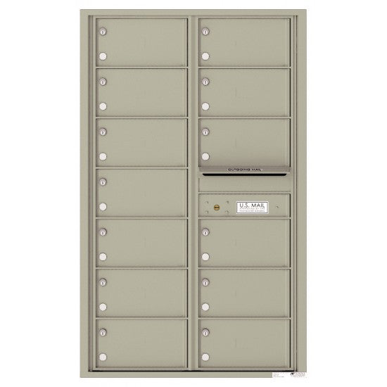 4C14D-13 - 13 Oversized Tenant Doors and Outgoing Mail Compartment - 4C Wall Mount 14-High Mailboxes