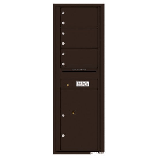 4C14S-03 - 3 Oversized Tenant Doors with 1 Parcel Locker and Outgoing Mail Compartment - 4C Wall Mount 14-High Mailboxes