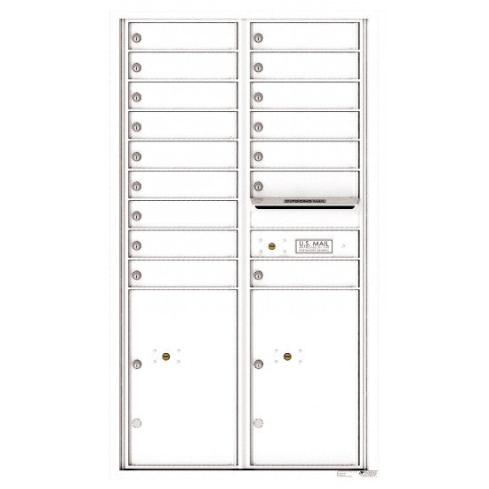 4C15D-16 - 16 Tenant Doors with 2 Parcel Lockers and Outgoing Mail Compartment - 4C Wall Mount 15-High Mailboxes