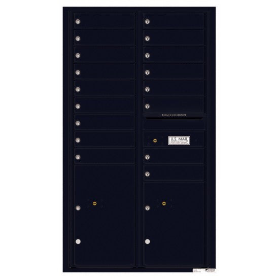 4C15D-17 - 17 Tenant Doors with 2 Parcel Lockers and Outgoing Mail Compartment - 4C Wall Mount 15-High Mailboxes