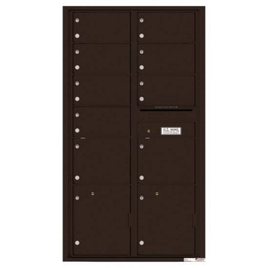4C16D-09 - 9 Oversized Tenant Doors with 2 Parcel Lockers and Outgoing Mail Compartment - 4C Wall Mount Max Height Mailboxes