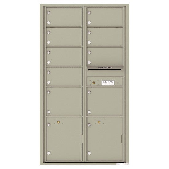 4C16D-09 - 9 Oversized Tenant Doors with 2 Parcel Lockers and Outgoing Mail Compartment - 4C Wall Mount Max Height Mailboxes