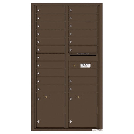 4C16D-19 - 19 Tenant Doors with 2 Parcel Lockers and Outgoing Mail Compartment - 4C Wall Mount Max Height Mailboxes