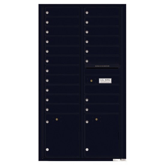 4C16D-19 - 19 Tenant Doors with 2 Parcel Lockers and Outgoing Mail Compartment - 4C Wall Mount Max Height Mailboxes
