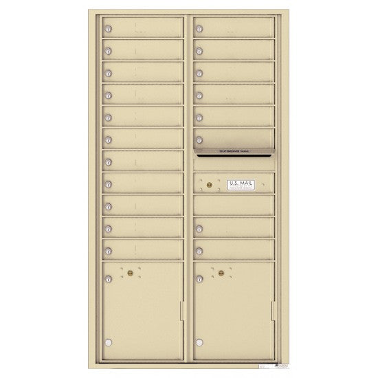 4C16D-19 - 19 Tenant Doors with 2 Parcel Lockers and Outgoing Mail Compartment - 4C Wall Mount Max Height Mailboxes