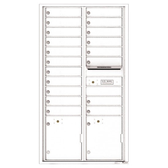 4C16D-19 - 19 Tenant Doors with 2 Parcel Lockers and Outgoing Mail Compartment - 4C Wall Mount Max Height Mailboxes