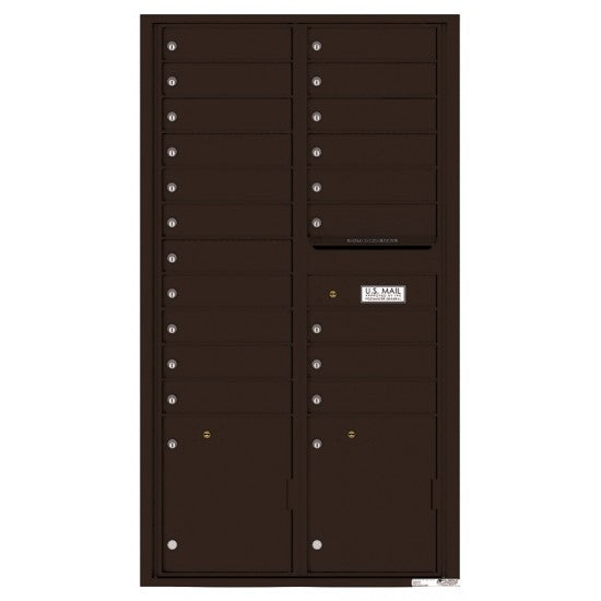 4C16D-20 - 20 Tenant Doors with 2 Parcel Lockers and Outgoing Mail Compartment - 4C Wall Mount Max Height Mailboxes