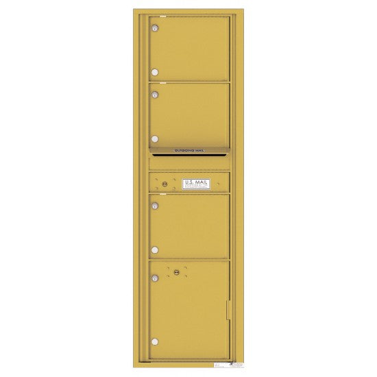4C16S-03 - 3 Oversized Tenant Doors with 1 Parcel Locker and Outgoing Mail Compartment - 4C Wall Mount Max Height Mailboxes