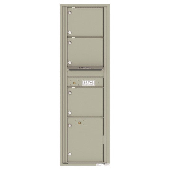 4C16S-03 - 3 Oversized Tenant Doors with 1 Parcel Locker and Outgoing Mail Compartment - 4C Wall Mount Max Height Mailboxes