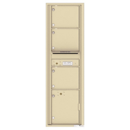 4C16S-03 - 3 Oversized Tenant Doors with 1 Parcel Locker and Outgoing Mail Compartment - 4C Wall Mount Max Height Mailboxes