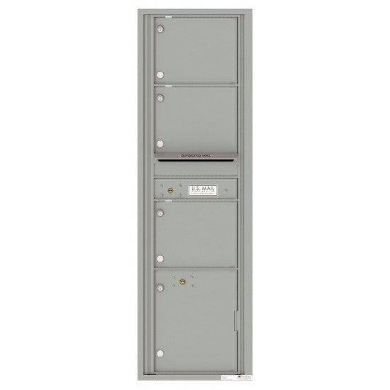 4C16S-03 - 3 Oversized Tenant Doors with 1 Parcel Locker and Outgoing Mail Compartment - 4C Wall Mount Max Height Mailboxes
