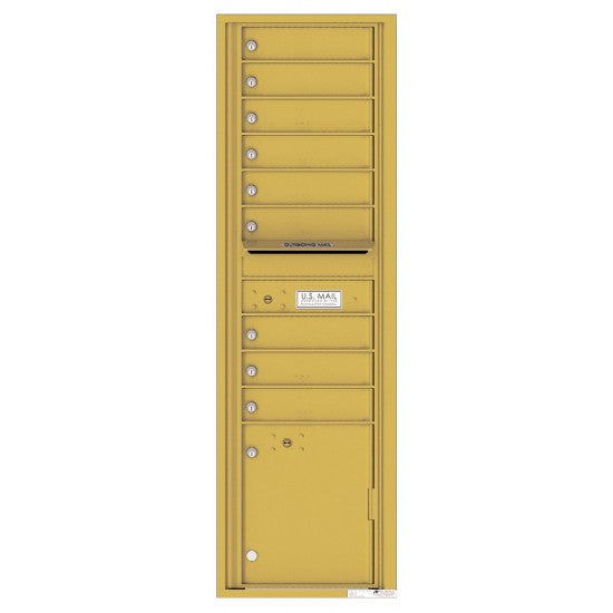 4C16S-09 - 9 Tenant Doors with 1 Parcel Locker and Outgoing Mail Compartment - 4C Wall Mount Max Height Mailboxes