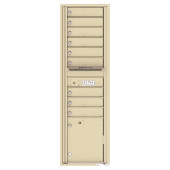 4C16S-09 - 9 Tenant Doors with 1 Parcel Locker and Outgoing Mail Compartment - 4C Wall Mount Max Height Mailboxes