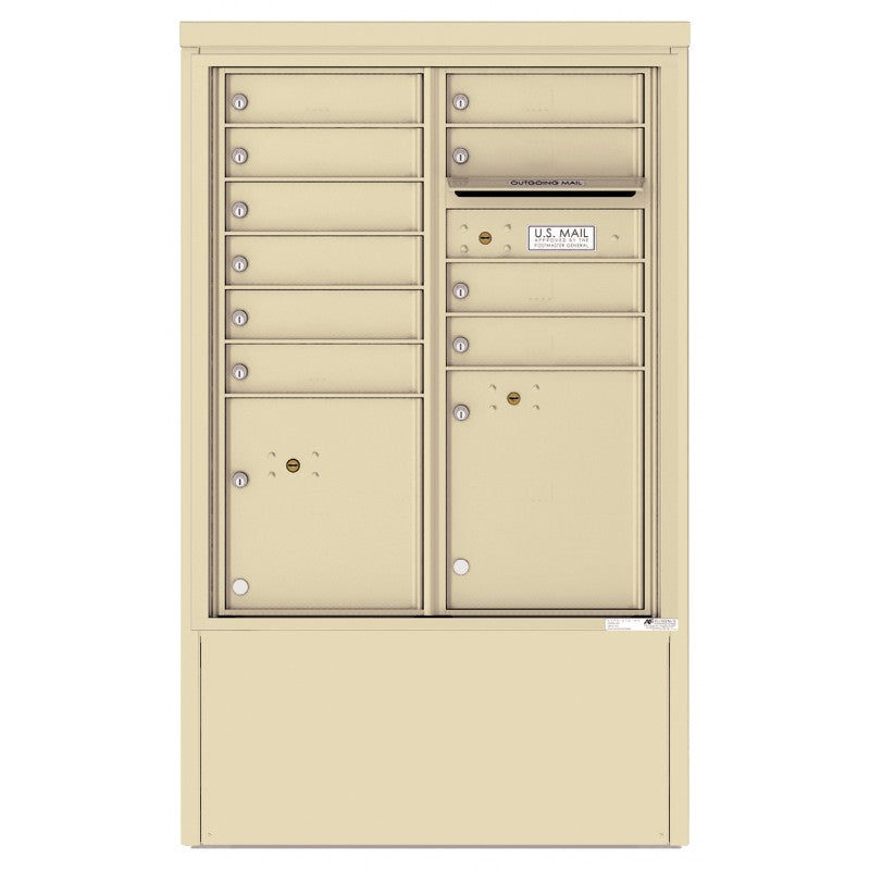 4CADD-10-D - 10 Tenant Doors with 2 Parcel Lockers and Outgoing Mail Compartment - 4C Depot Mailbox Module