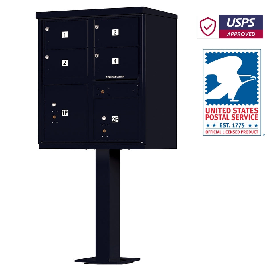 1570-4T5AF - 4 Tenant Door Standard Style CBU Mailbox (Pedestal Included) - Type 5