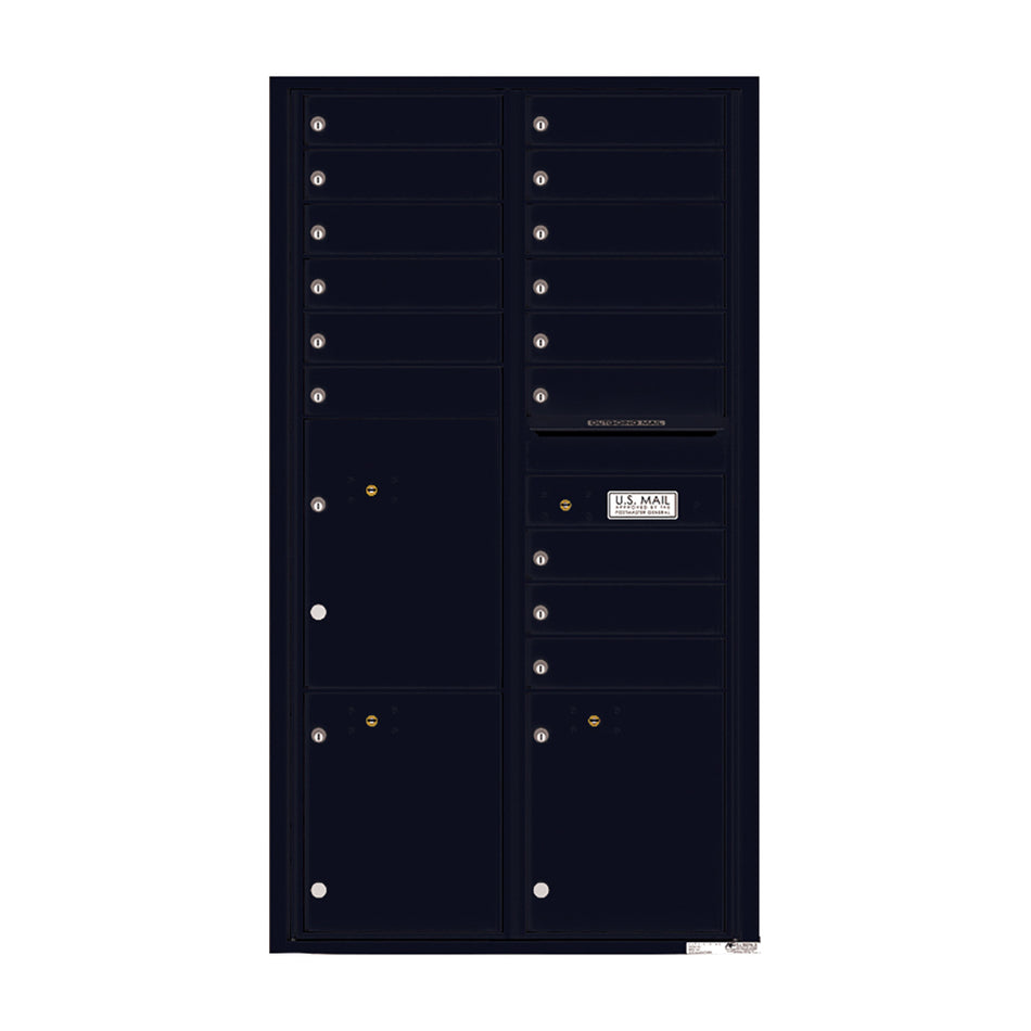 4C16D-15 - 15 Tenant Doors with 3 Parcel Lockers and Outgoing Mail Compartment - 4C Wall Mount Max Height Mailboxes