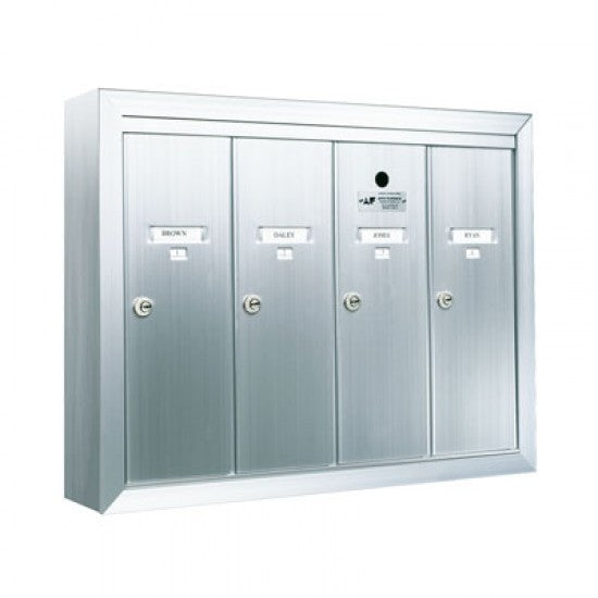 12504SMSHA - Standard 4 Door Vertical Mailbox Unit - Front Loading and Surface Mounted