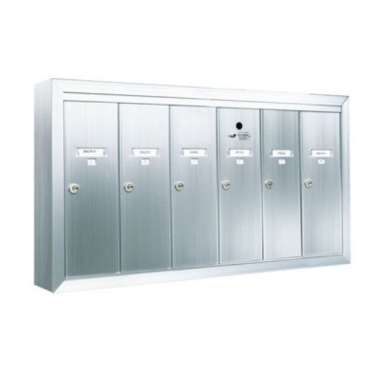 12506SMSHA - Standard 6 Door Vertical Mailbox Unit - Front Loading and Surface Mounted