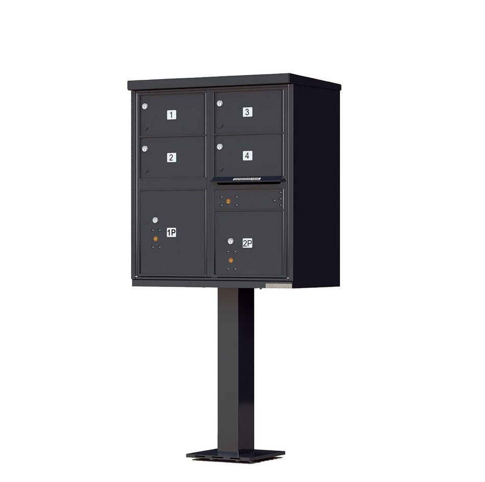 1570-4T5AF - 4 Tenant Door Standard Style CBU Mailbox (Pedestal Included) - Type 5