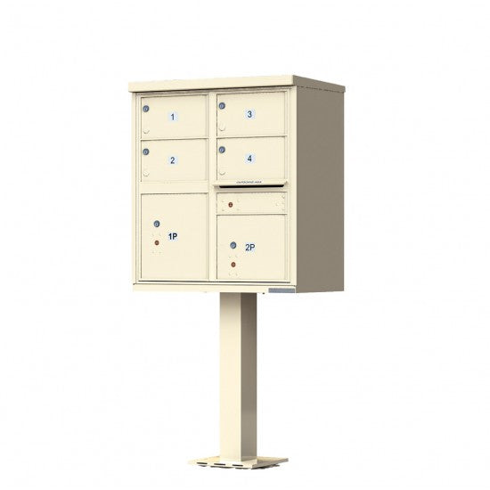 1570-4T5AF - 4 Tenant Door Standard Style CBU Mailbox (Pedestal Included) - Type 5