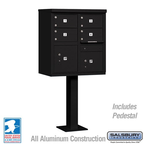 Salsbury Cluster Box Unit with 4 Doors and 2 Parcel Lockers in Sandstone with USPS Access – Type V (SHIPS IN 5-7 DAYS)