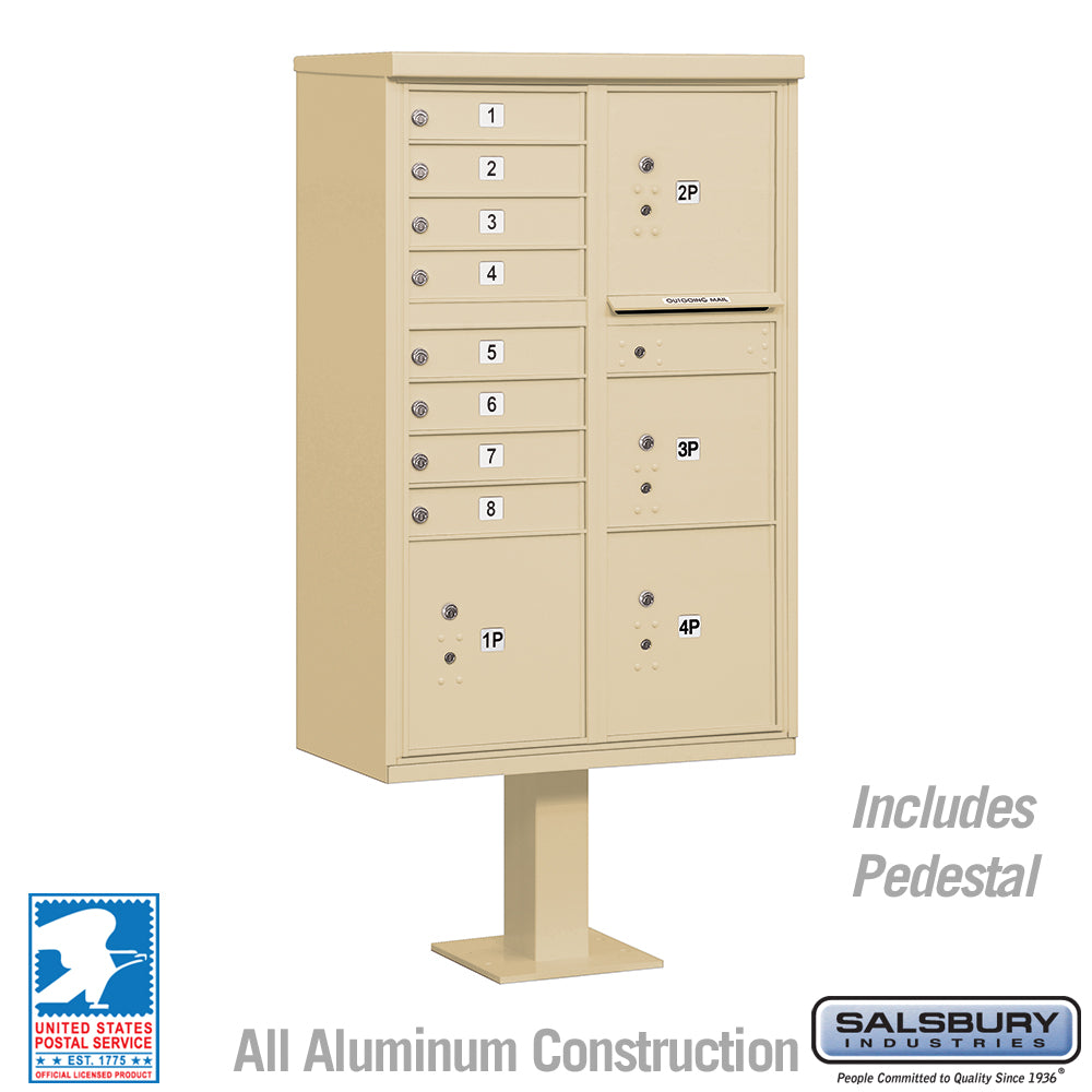 Salsbury Cluster Box Unit with 8 Doors and 4 Parcel Lockers in Sandstone with USPS Access – Type VI (SHIPS IN 5-7 DAYS)