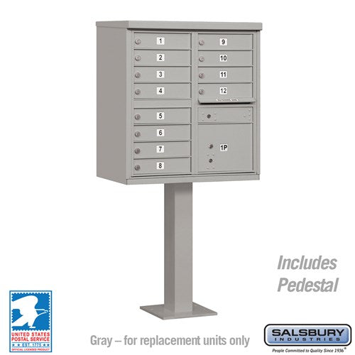 Salsbury Cluster Box Unit with 12 Doors and 1 Parcel Locker in Sandstone with USPS Access – Type II (SHIPS IN 5-7 DAYS)