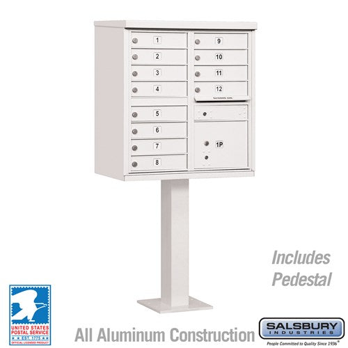 Salsbury Cluster Box Unit with 12 Doors and 1 Parcel Locker in Sandstone with USPS Access – Type II (SHIPS IN 5-7 DAYS)