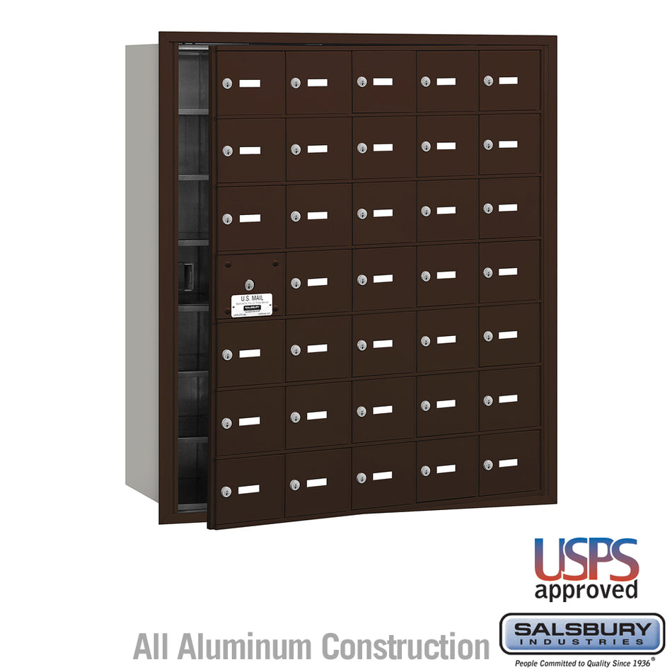 Salsbury 4B+ Horizontal Mailbox - 35 A Doors (34 usable) - Front Loading - USPS Access