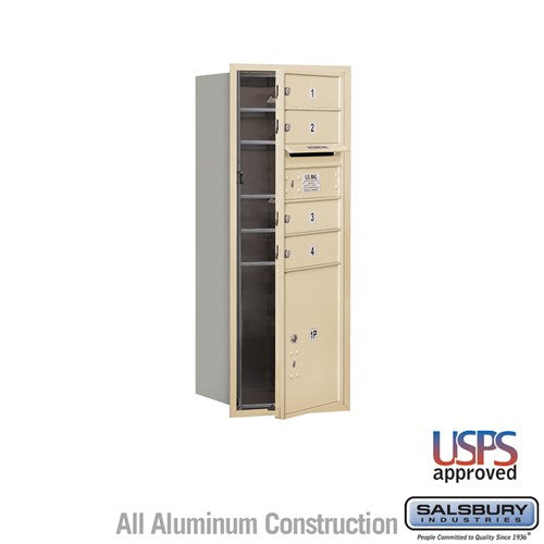 Salsbury 10 Door High Recessed Mounted 4C Horizontal Mailbox with 4 Doors and 1 Parcel Locker with USPS Access - Front Loading