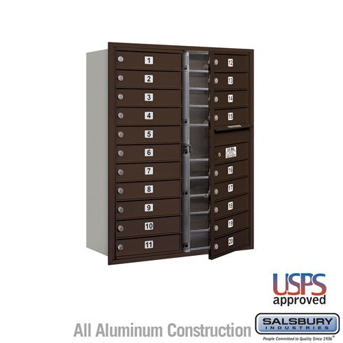 Salsbury 11 Door High 4C Horizontal Mailbox with 20 Doors with USPS Access - Front Loading