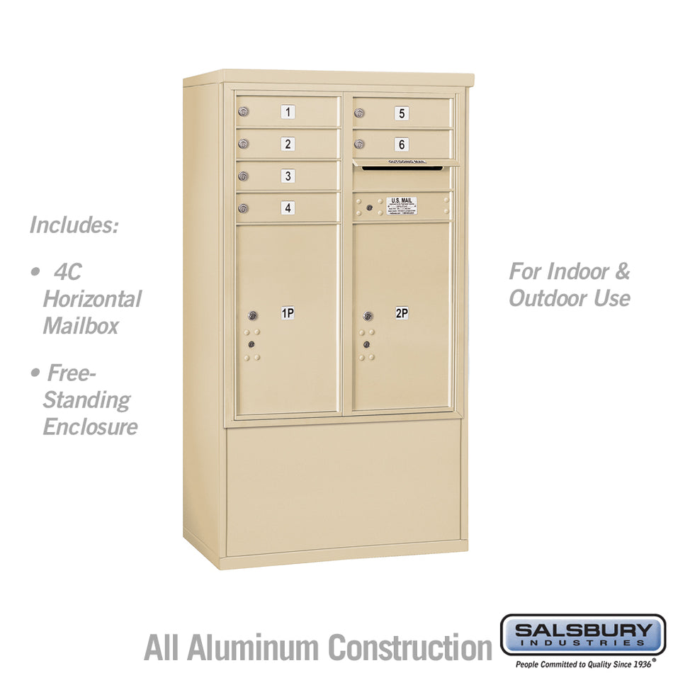 Salsbury 10 Door High Free-Standing 4C Horizontal Mailbox with 6 Doors and 2 Parcel Lockers with USPS Access