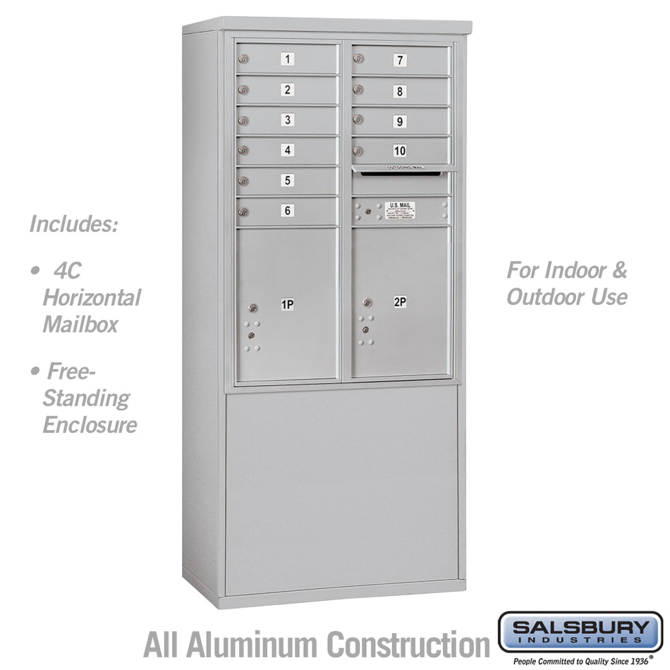 Salsbury 11 Door High Free-Standing 4C Horizontal Mailbox with 10 Doors and 2 Parcel Lockers with USPS Access