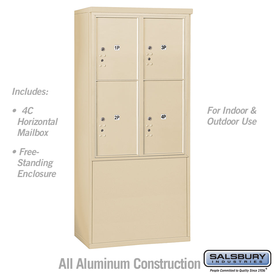 Salsbury 11 Door High Free-Standing 4C Horizontal Parcel Locker with 4 Parcel Lockers with USPS Access