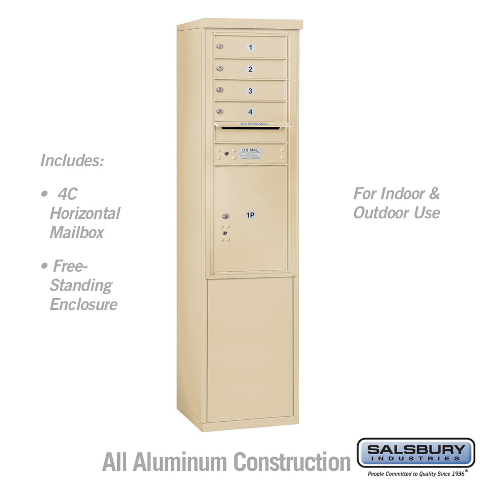 Salsbury 11 Door High Free-Standing 4C Horizontal Mailbox with 4 Doors and 1 Parcel Locker with USPS Access
