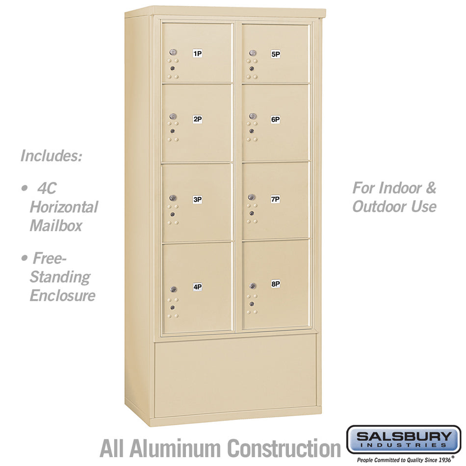 Salsbury Maximum Height Free-Standing 4C Horizontal Parcel Locker with 8 Parcel Lockers with USPS Access