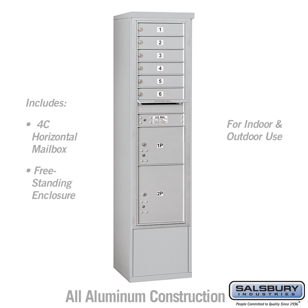 Salsbury Maximum Height Free-Standing 4C Horizontal Mailbox with 6 Doors and 2 Parcel Lockers with USPS Access