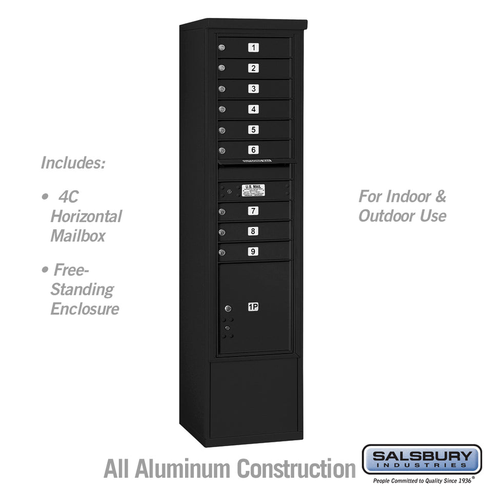 Salsbury Maximum Height Free-Standing 4C Horizontal Mailbox with 9 Doors and 1 Parcel Locker with USPS Access