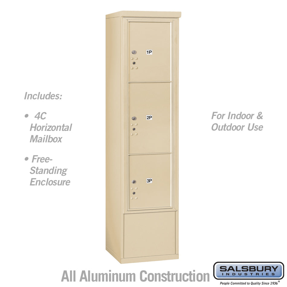 Salsbury Maximum Height Free-Standing 4C Horizontal Parcel Locker with 3 Parcel Lockers with USPS Access