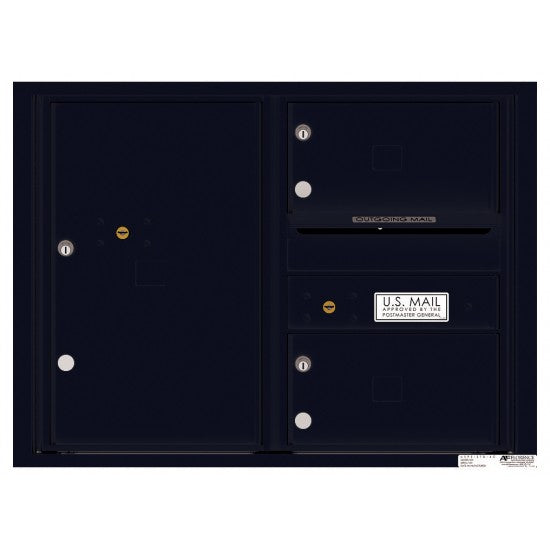 4C06D-02 - 2 Oversized Tenant Doors with 1 Parcel Locker and Outgoing Mail Compartment - 4C Wall Mount 6-High Mailboxes