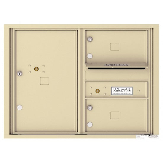 4C06D-02 - 2 Oversized Tenant Doors with 1 Parcel Locker and Outgoing Mail Compartment - 4C Wall Mount 6-High Mailboxes